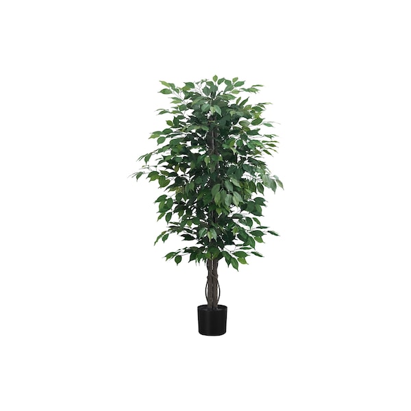 Monarch Specialties Artificial Plant, 58" Tall, Ficus Tree, Indoor, Faux, Fake, Floor, Greenery, Potted, Decorative I 9564 - main